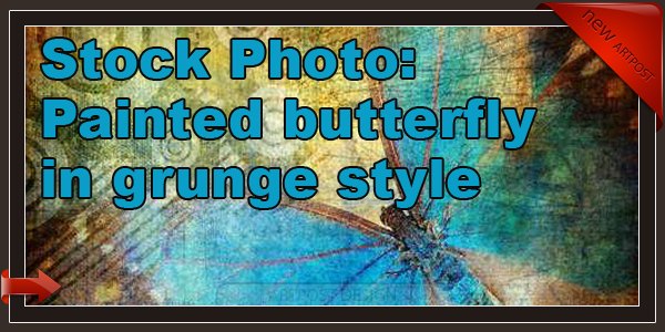 Painted butterfly in grunge style